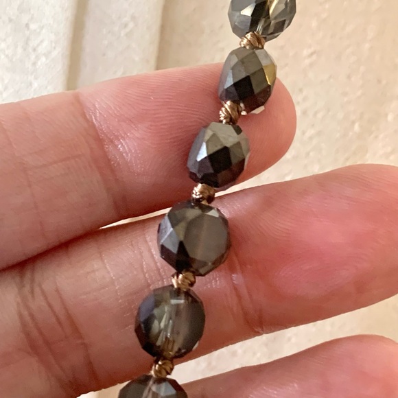 Long Tassel Druzy Natural Stone Necklace beads Gray Black taupe - Picture 8 of 13